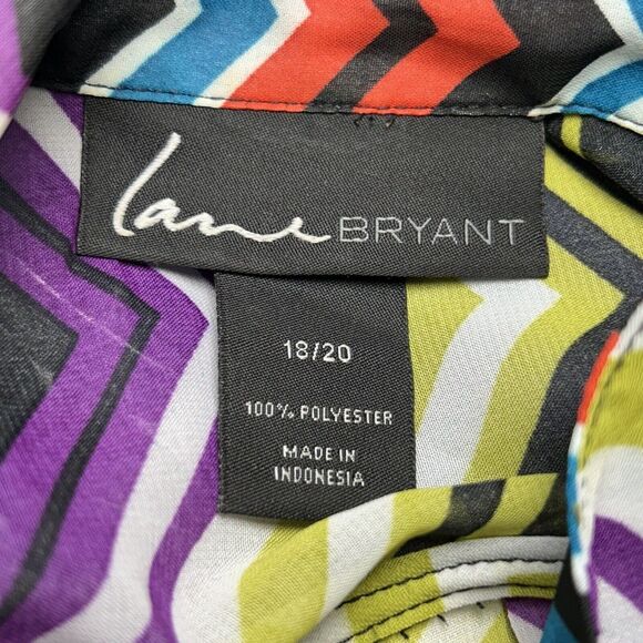 Lane Bryant Women's Top See Thru Chiffon Zigzag Long Sleeve Size XXL 2XL 18/20 - Picture 7 of 8